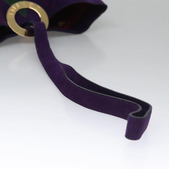 CELINE Circle Shoulder Bag Suede Purple Green Gold - Picture 7 of 12